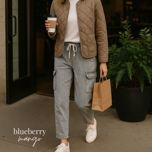 GAP New Ease Denim | Grey Wash | Pull-on Cargo Jeans Spring 2024 Style - Picture 2 of 7